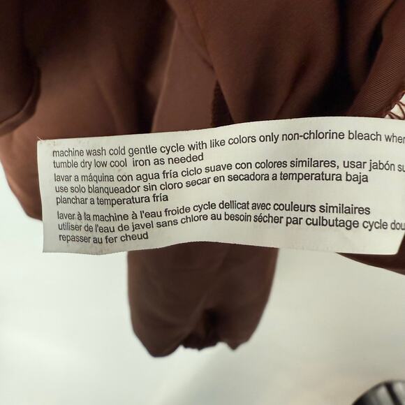 Eloquii Sateen Long Sleeve Peplum Hem Crop Top Women's Plus Size 14 Brown Y2K - Picture 8 of 8